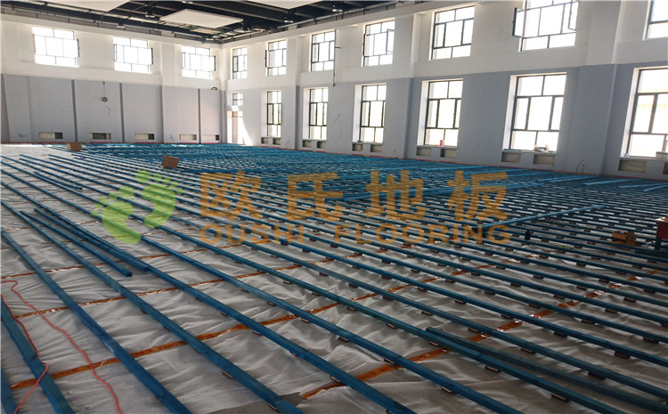新疆沙雅縣順北油田籃球館木地板案例—?dú)W氏運(yùn)動木地板廠家